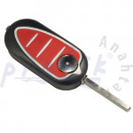 Alfa Romeo 3 Butonlu Anahtar Kabı - Sustalı - Kırmızı